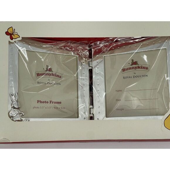 NiB Bunnykins Silver Double Frame by Royal Doulton New In Damaged Box 3.5”x3.5” - Picture 5 of 12